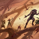 Full reprint cover by Todd Lockwood. From left: Bruenor, Wulfgar, Catti-Brie, demon, Drizzt, and Regis.